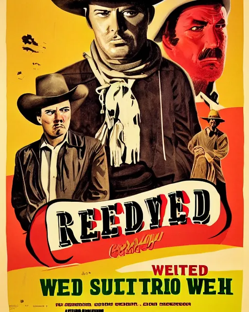 Image similar to a poster for a 1 9 6 0 s spaghetti western called red cowboy