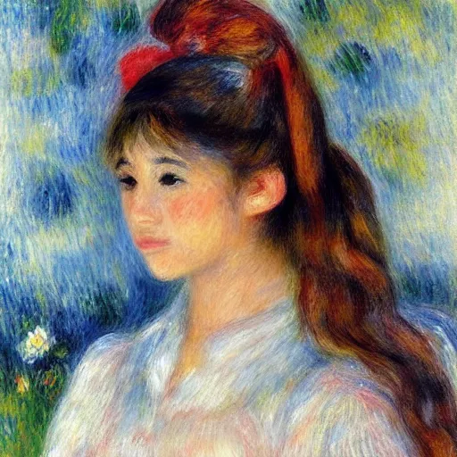 Prompt: Imane Anys, also known as Pokimane. Detailed perfect artbreeder face. Full body portait. By renoir.