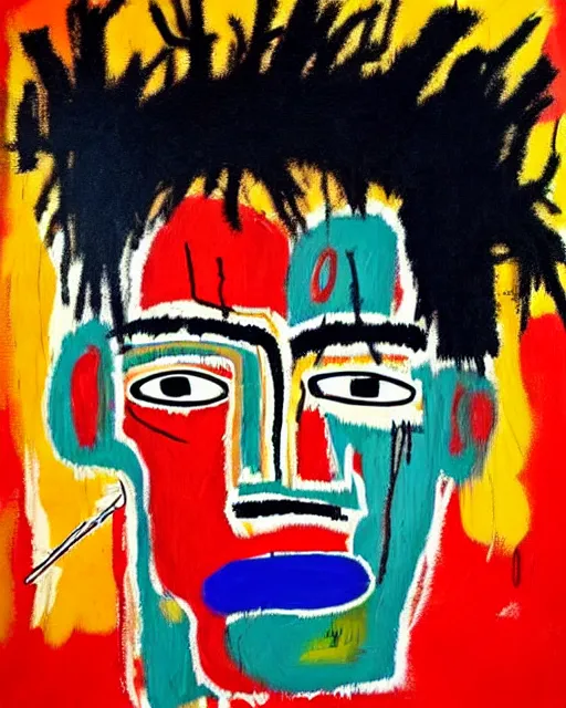 Image similar to stunning realistic portrait of jean - michel basquiat