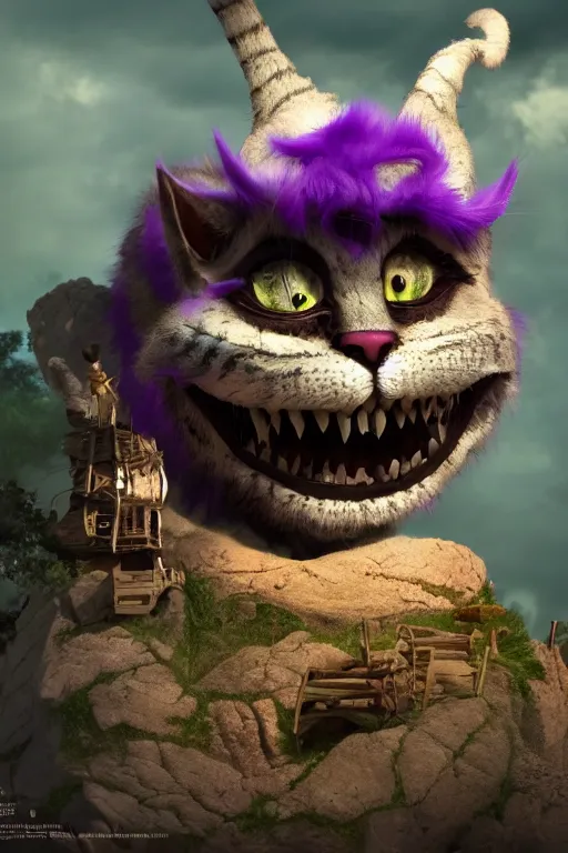 Image similar to cheshire cat vanishing vfx, burning vfx, vanishing vfx, made with blender, highly detailed, artstation, volumetric lighting, concept