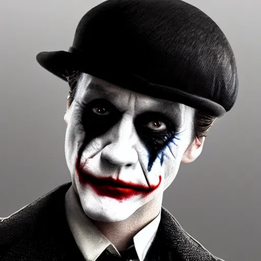 Prompt: The joker in Peaky Blinders very detailed 4K quality super realistic