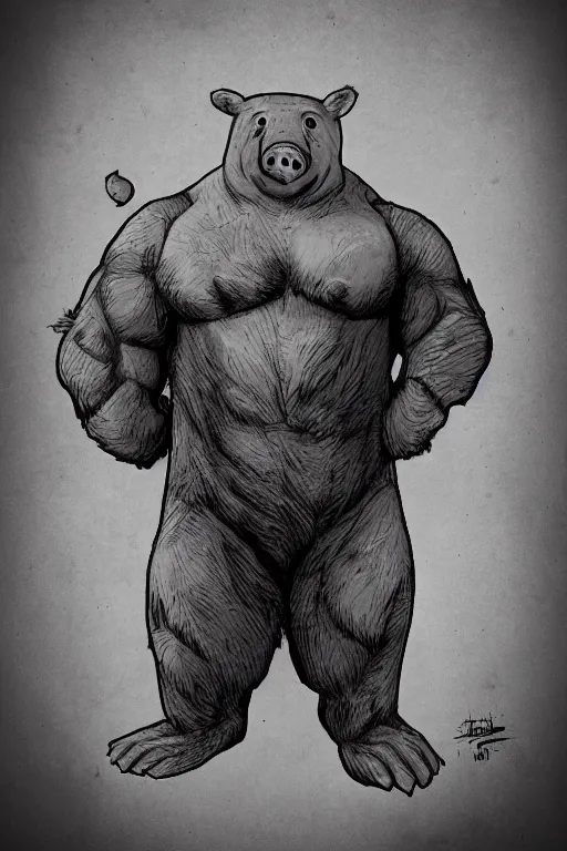 Image similar to half man half bear half pig, marvel comics style, dark fantasy, trending on artstation,