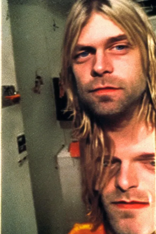 Prompt: kurt cobain taking a selfie before suicide