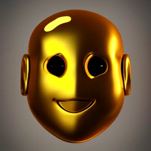 Image similar to full head shot of sad golden emoji, trending on artstation, octane render, insanely detailed, 8 k, hd