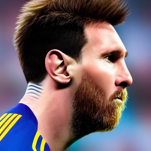 Image similar to Messi profile photo, close up, detailed, 4k, realistic textures