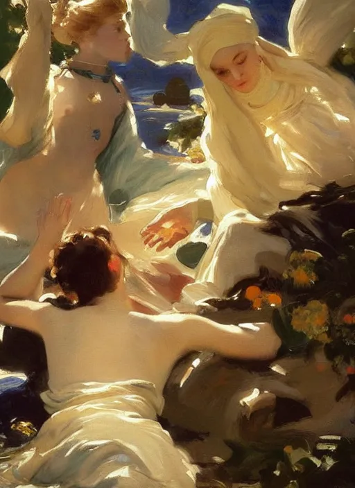 Image similar to a painting so beautiful and universally loved it creates peace on earth, profound epiphany, trending on artstation, by john singer sargent