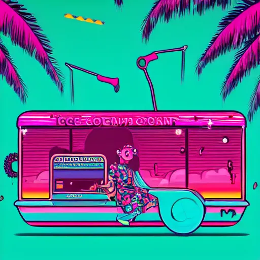 Image similar to a ice cream, epic retrowave art, trending on art station