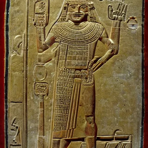 Image similar to ancient mesopotamian god marduk presiding over all the other gods