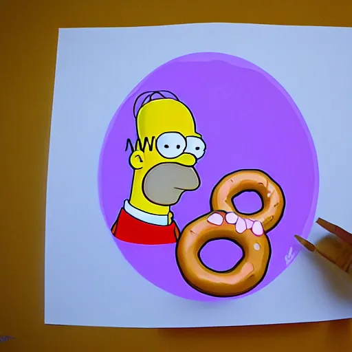 Image similar to photorealistic homer simpson eating a donut