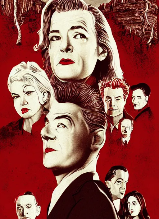 Image similar to twin peaks movie poster art by karen chandler