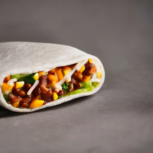 Prompt: photo of a burritos, professional, studio, marco, 4 k