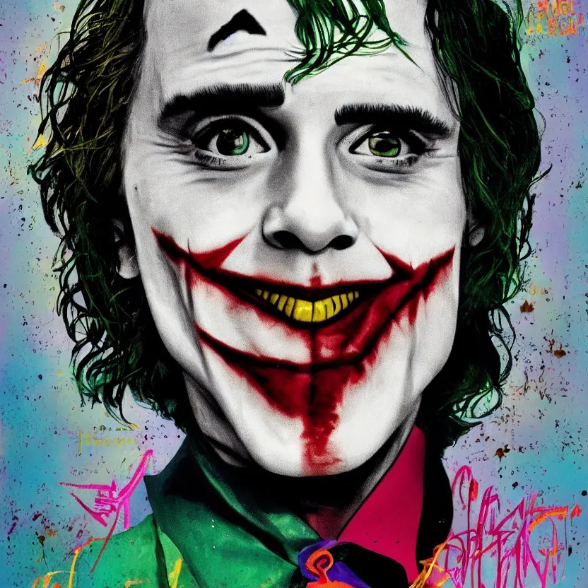 Prompt: emma watson as the joker, movie poster, andy warhol style, 4 k,