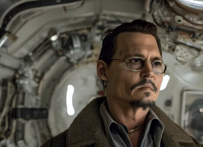 Image similar to film still of Johnny Depp as Cooper in Interstellar, 4k