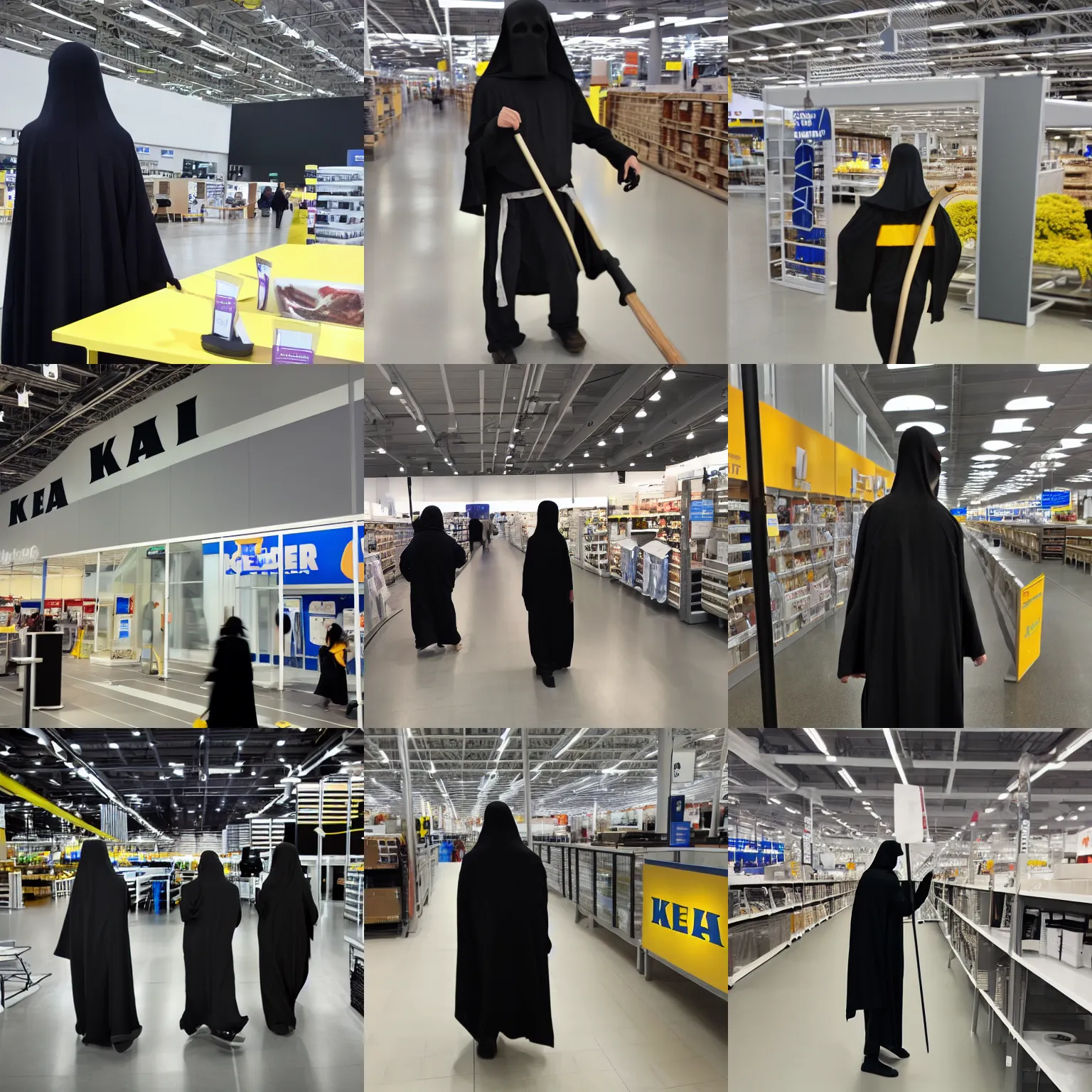 Prompt: the grim reaper at ikea, high quality photography