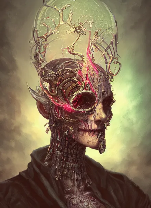 Image similar to fineart side portrait illustration of the necromancer, hyper detailed, fantasy surrealism, crisp