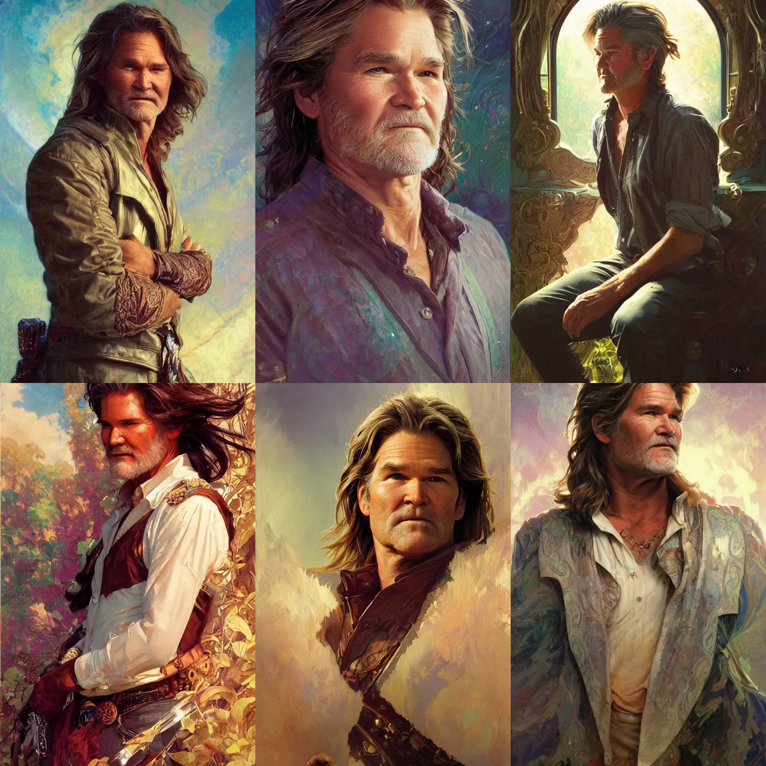 Prompt: young kurt russell portrait, fantasy, regal, intricate, by stanley artgerm lau, greg rutkowski, thomas kindkade, alphonse mucha, loish, norman rockwell