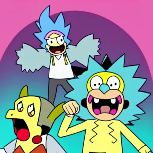 Image similar to pokemon spongebob rick and morty mario bowser