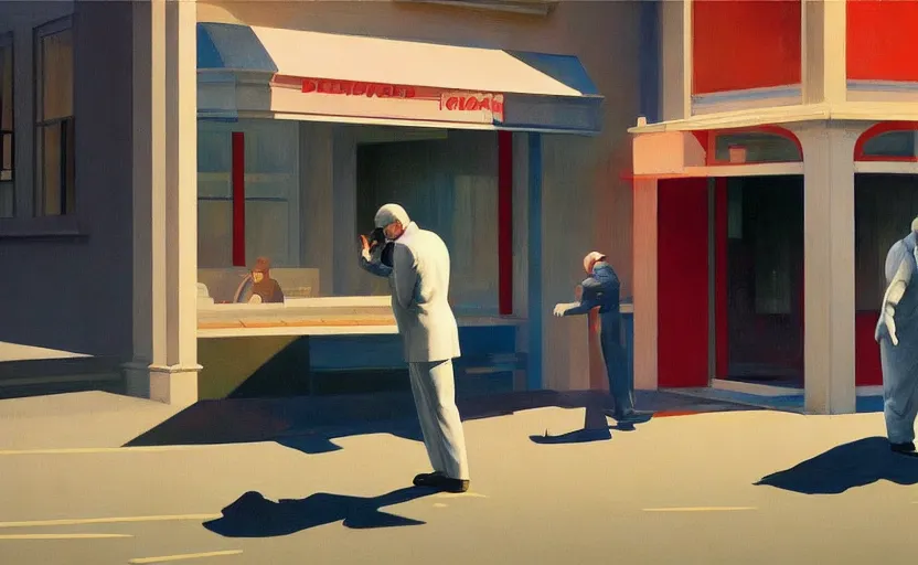 Prompt: detectives on crime scene, very coherent, painted by Edward Hopper, Wayne Barlowe, painted by James Gilleard, airbrush, art by JamesJean
