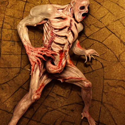 Image similar to eldritch horror, scream, zombie, full body, butcher by yousuf karsh, golden hour, realistic, body shot, sharp focus, 8 k high definition, insanely detailed, intricate