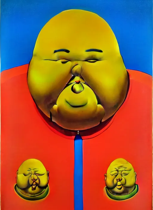 Image similar to fat men by shusei nagaoka, kaws, david rudnick, airbrush on canvas, pastell colours, cell shaded, 8 k