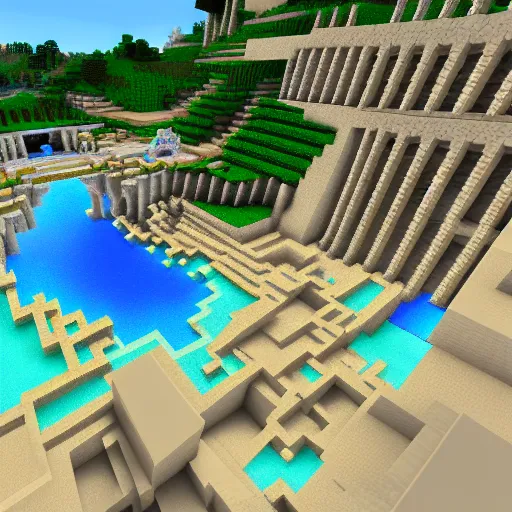 Prompt: Trevi Fountain in Minecraft