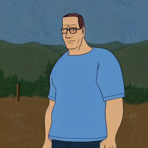 Image similar to Live Action Still of Hank Hill played by Tom Hanks in the Live Action King of the Hill Movie, real life, hyperrealistic, ultra realistic, realistic, highly detailed, detailed, very detailed, cool, ultra detailed, very realistic, trending on artstation, epic, HD quality, 8k resolution, body and headshot, film still, real, detailed face, very detailed face, real life, front face, front view, dramatic lighting, real