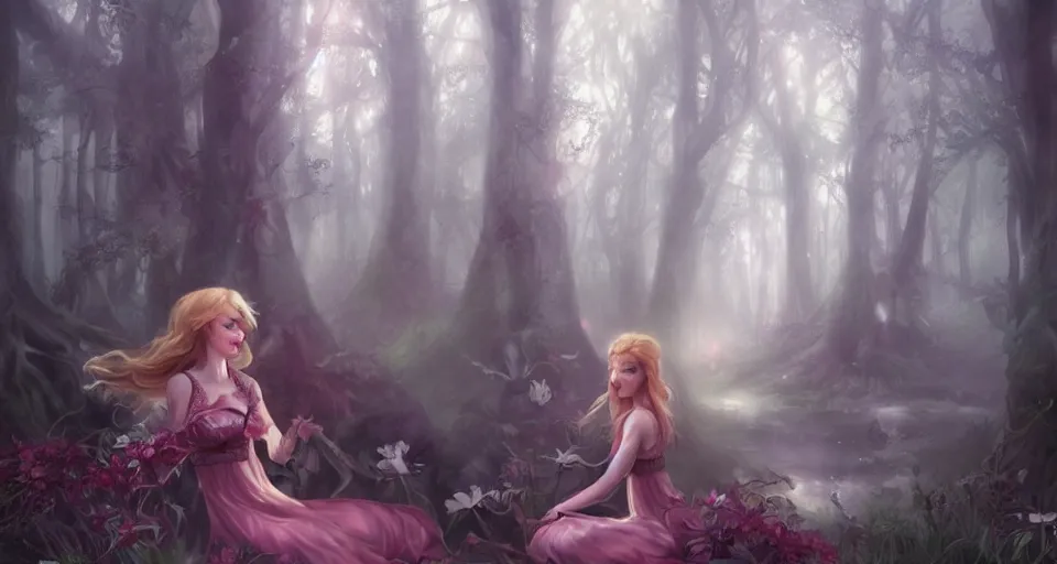 Prompt: Enchanted and magic forest, by Charlie bowater