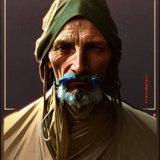 Image similar to portrait of an old vicotrian man by alphonse mucha, simon stalenhag and darek zabrocki, cinematic and atmospheric, concept art, artstation, trending on artstation