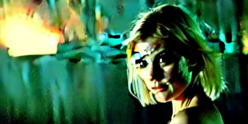 Prompt: elisha cuthbert as the goddess of war. movie still. sinister atmospheric lighting. highly detailed, ground mist