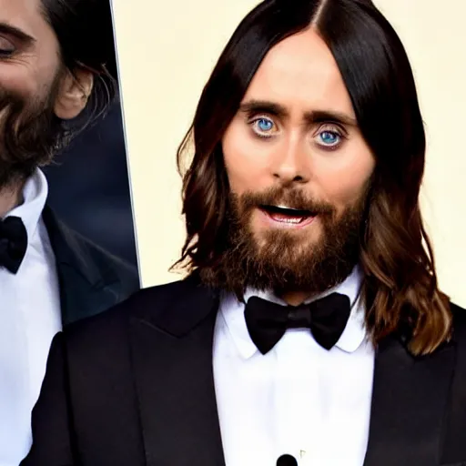 Prompt: Jared Leto wins an oscar award for the movie of all time