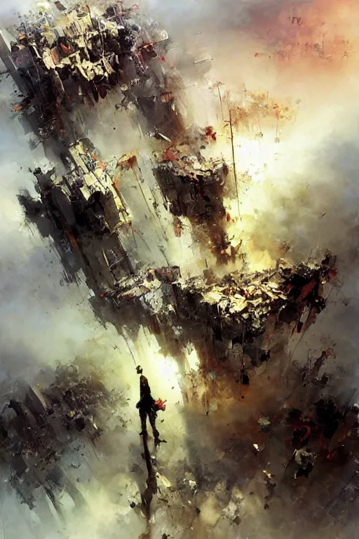 Prompt: mankind stands on the shoulders of the martyred, by ryohei hase, by john berkey, by jakub rozalski, by john martin