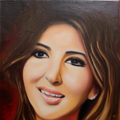 Image similar to nancy ajram, oil painting