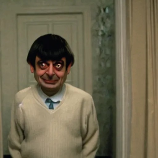 Prompt: A still of Mr Bean in The Shining