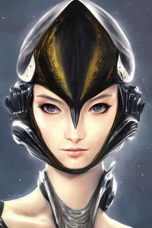 Image similar to female space warrior head wrapped in silk, 3d, sci-fi fantasy, intricate, elegant, highly detailed, lifelike, photorealistic, digital painting, artstation, illustration, concept art, sharp focus, art in the style of Shigenori Soejima