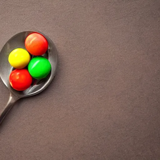 Image similar to still life photography of a skittle in a spoon