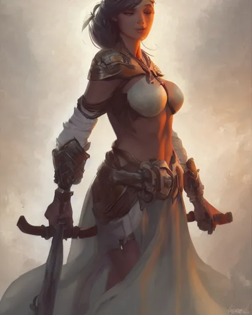 Image similar to a beautiful female cleric by Stanley Artgerm Lau, WLOP, Rossdraws, frank frazetta, Andrei Riabovitchev, Marc Simonetti, tranding on artstation