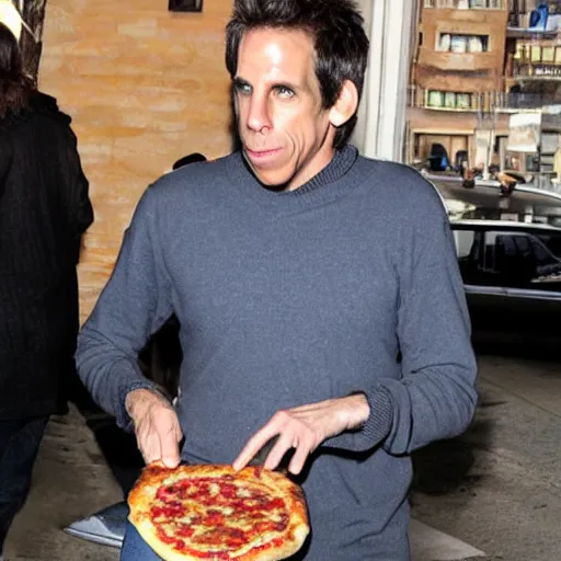 Image similar to ben stiller eating a pizza