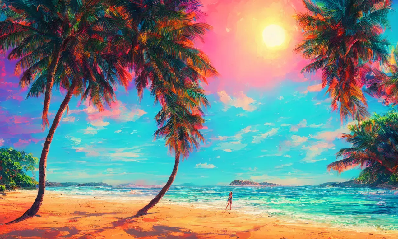 Image similar to paradise beach by alena aenami artworks in 4 k