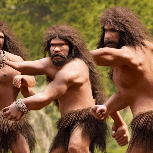 Prompt: photo of ancient cavemen dancing around a single beer can, high detail, ultra realistic, 4k UHD, pristine