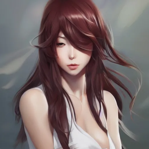 Image similar to kurisu makise, elegant, ultra highly detailed, digital painting, smooth, sharp focus, artstation, pixiv, art by Ina Wong, Bo Chen, artgerm, rossdraws, sakimichan