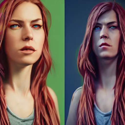 Image similar to A hyper real comic book style portait painting of Laura Schlotterer, unreal 5, hyperrealistic, octane render, cosplay, RPG portrait, dynamic lighting