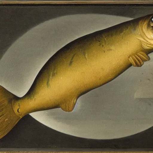 Image similar to a canvas showing a rotten tench