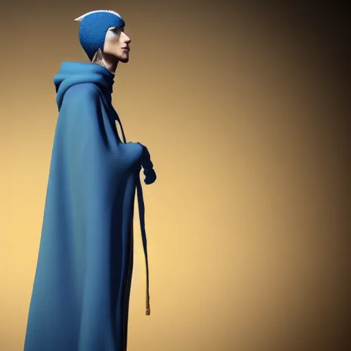 Image similar to a highly detailed portrait of a humanoid giraffe in a blue cloak, adventurer, artstation, deviantart, professional, unreal engine 5, octane render