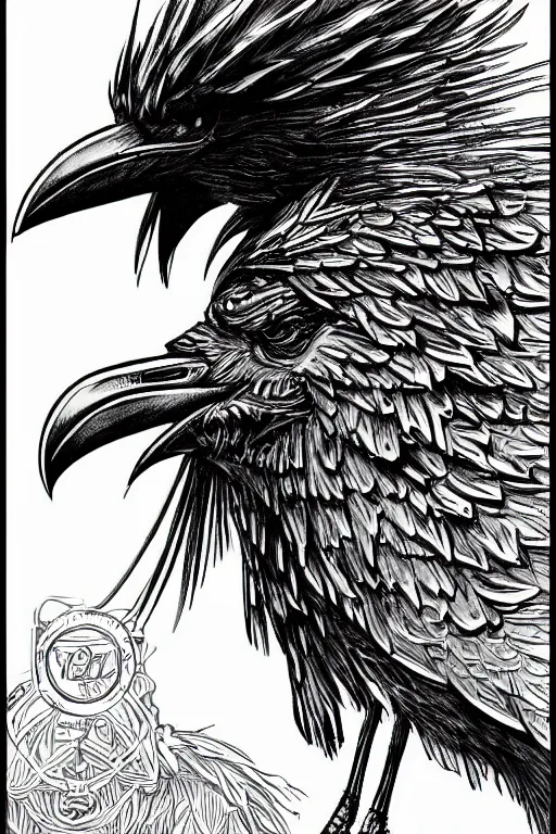 Image similar to crow, highly detailed, digital art, sharp focus, trending on art station, kentaro miura manga art style