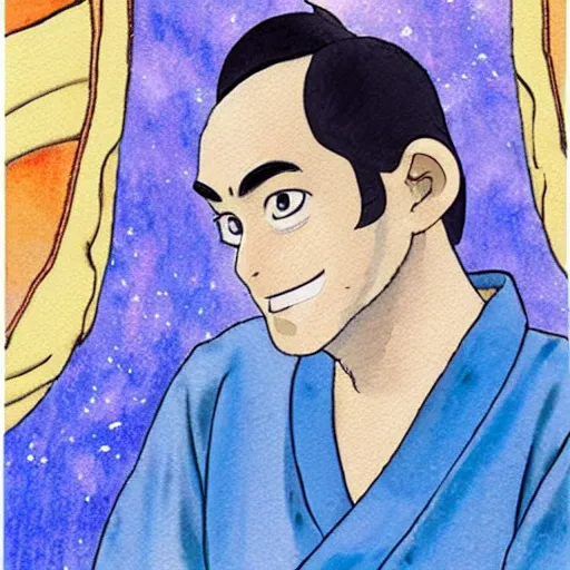 Image similar to ben shapiro in the tale of princess kaguya ( 2 0 1 3 ), beautiful, bright, smooth, wholesome, watercolor