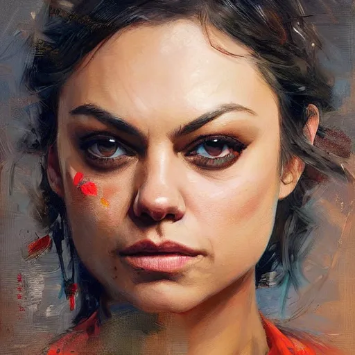 Image similar to mila kunis by Sandra Chevrier by Richard Schmid by Jeremy Lipking by moebius by atey ghailan