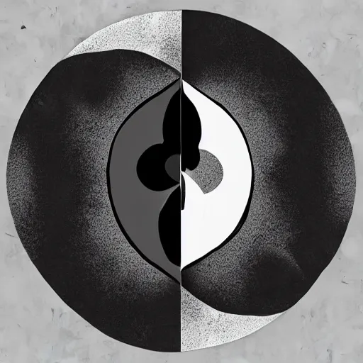 Prompt: one ape and one horse forming the shape of YinYang shaped, super details, conceptual, abstract, artistic