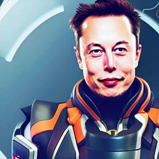 Image similar to Elon Musk as a character from Overwatch