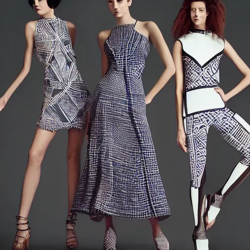 Image similar to fashion ad for geometric fashion designed by ai