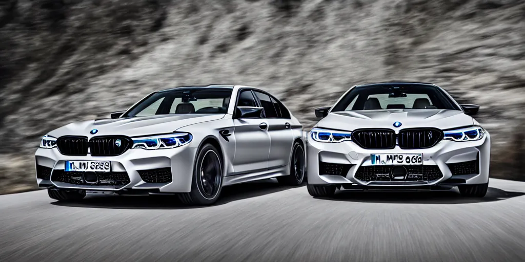 Image similar to “2018 BMW M5 brochure photo, 4K, ultra realistic, cinematic”